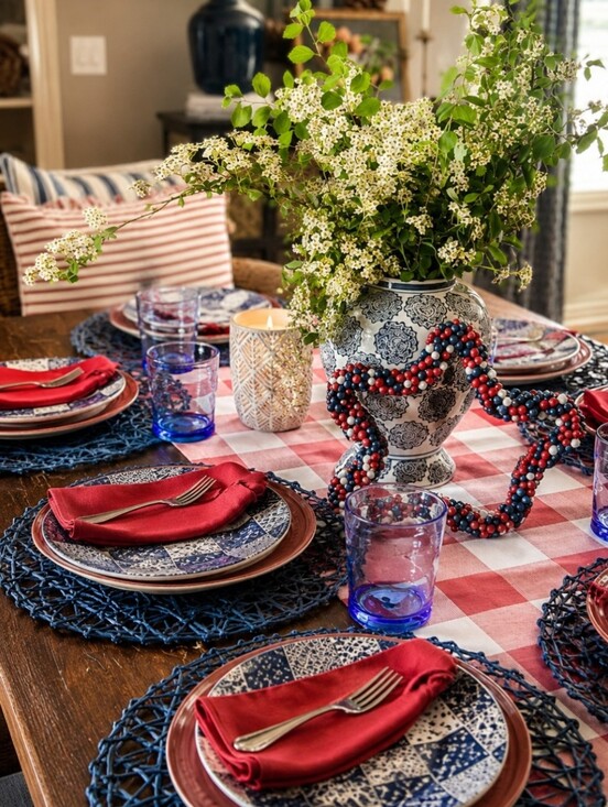 American Living Other - American Living Patchwork Denim Dinner Plates NWT Set of 2 Ironstone Americana